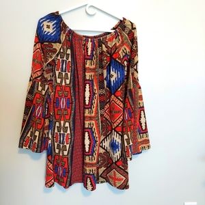 Win Win top multi color Bell Sleeves Multi Color size large